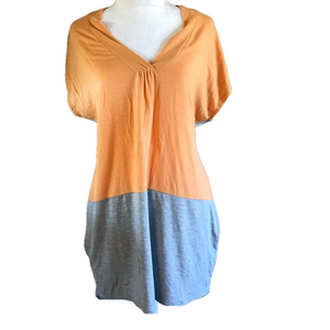 Anthropologie Dolan Left Coast Collection Orange Grey Colorblock Tunic size S